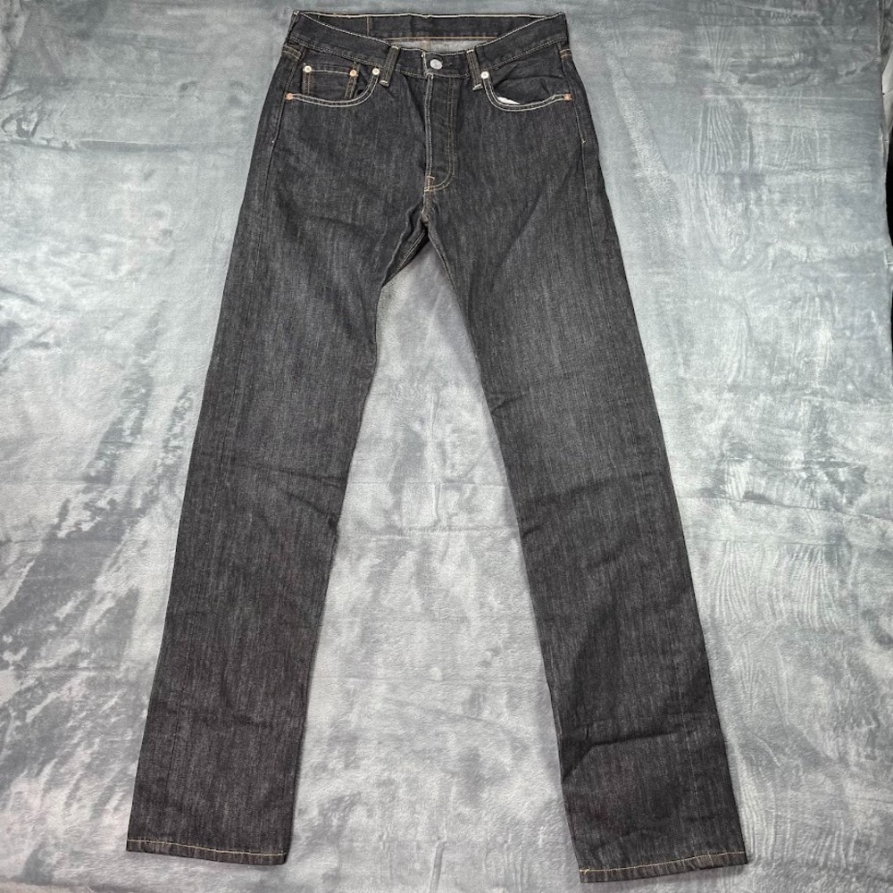 Levis 501 Original Fit Jeans Mens 30x34 Faded Black Straight Leg Button Fly